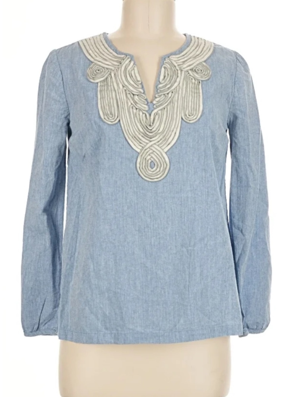 Boden Light Blue Embroidered V-Neck Women’s Top